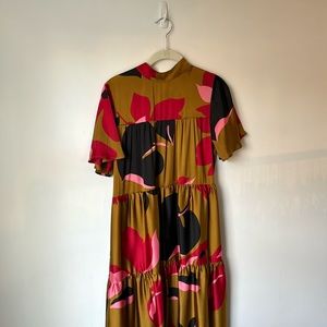 Anthropologie Tiered Silk Maxi Dress